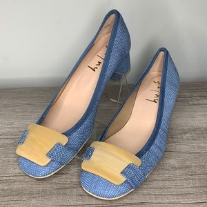 FS/NY French Sole New York New Blue Faux Snake Pumps Shoes size 6.5 M